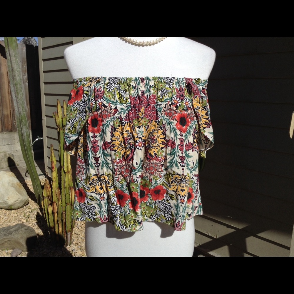 TopShop Off Shoulder Boho Darling Floral Top